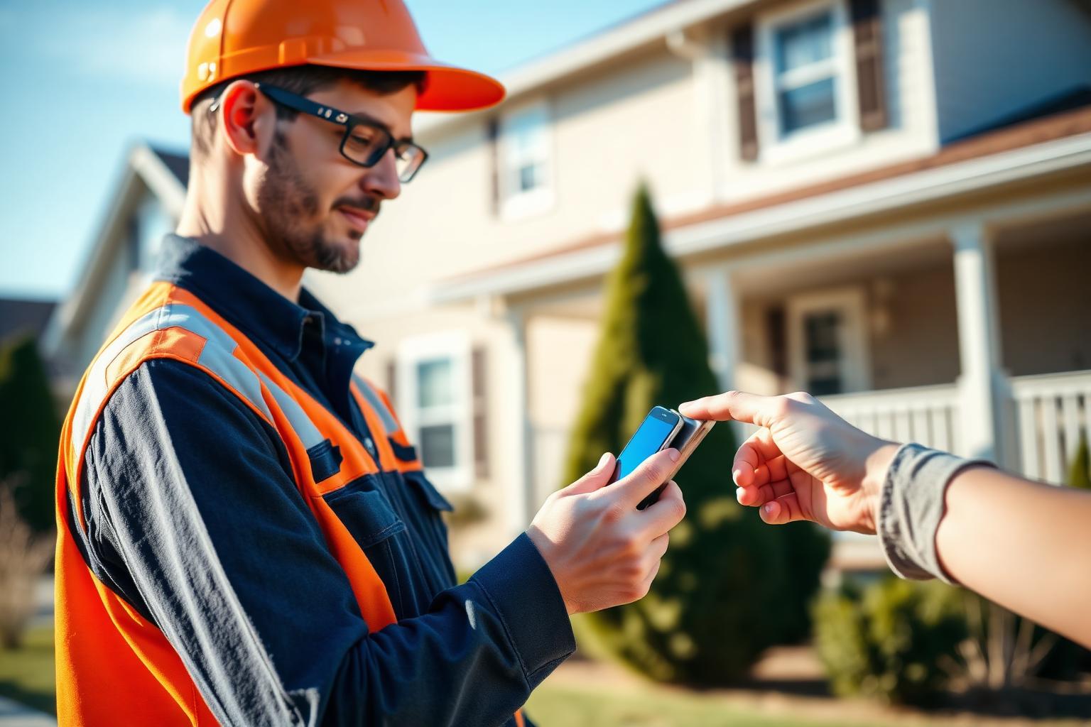 Contractor accepting card payment on a job site